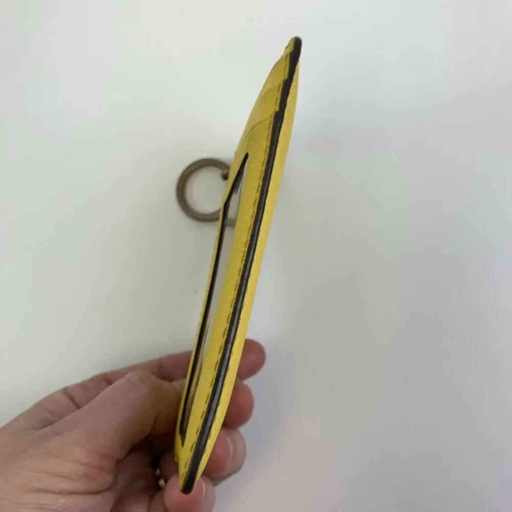 Michael Kors Jet Set Travel Saffiano Leather Coin‎ Pouch Yellow Small Key Zip